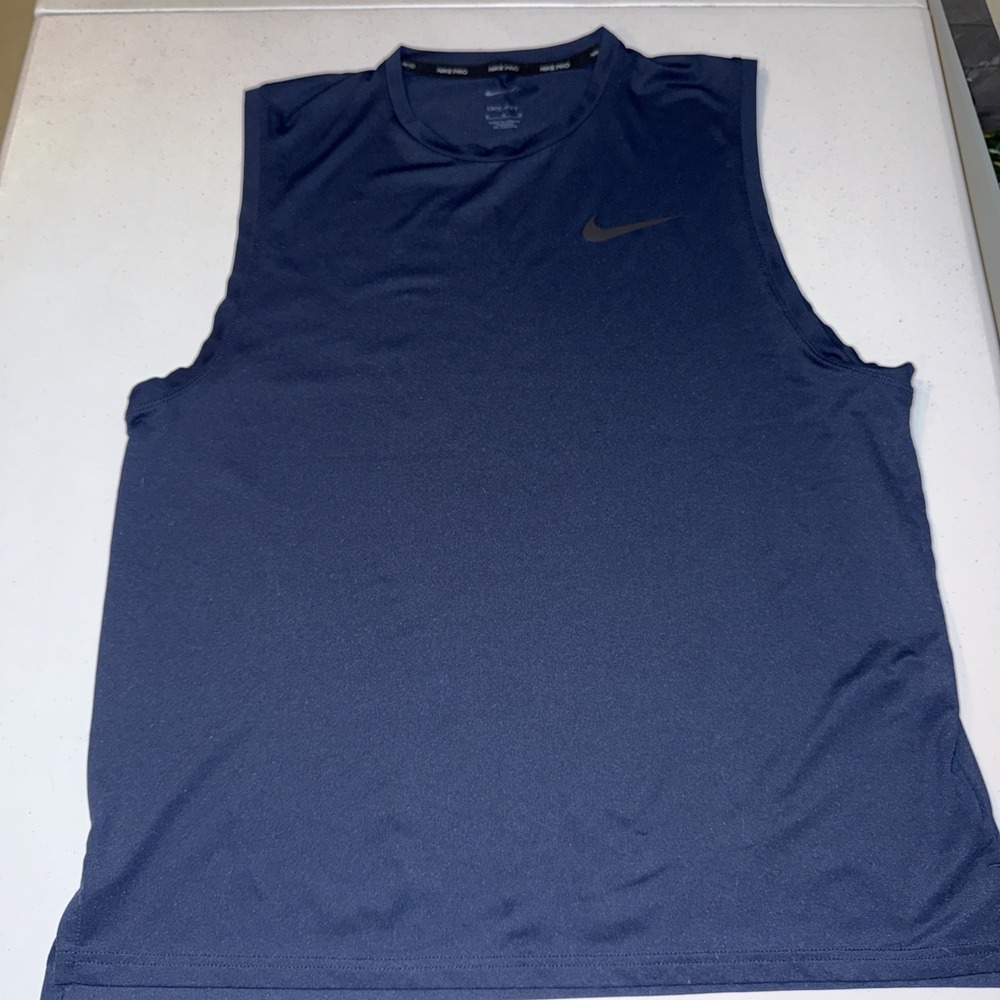 Nike Pro Dri-FIT Navy Blue Performance Muscle Tank Top Men's Medium Workout Gym